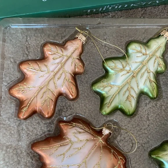 🍂 Set of 9 Blown Glass Leaf Christmas Ornaments 🍁 - Picture 2 of 7